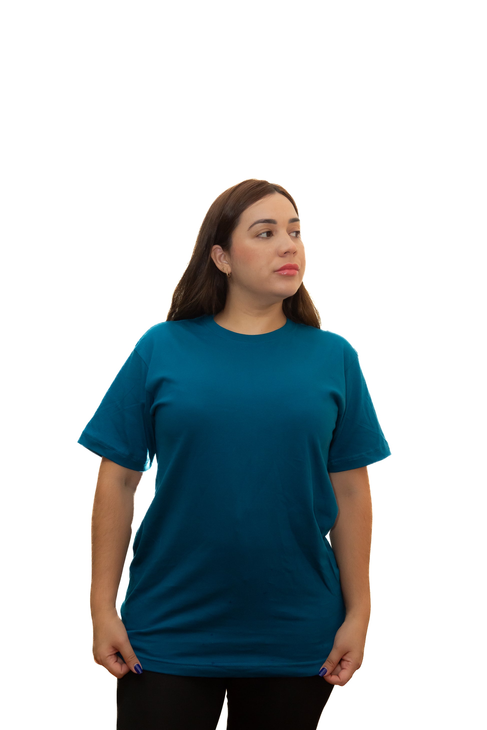 Camiseta Básica Azul Petróleo Sin Estampado