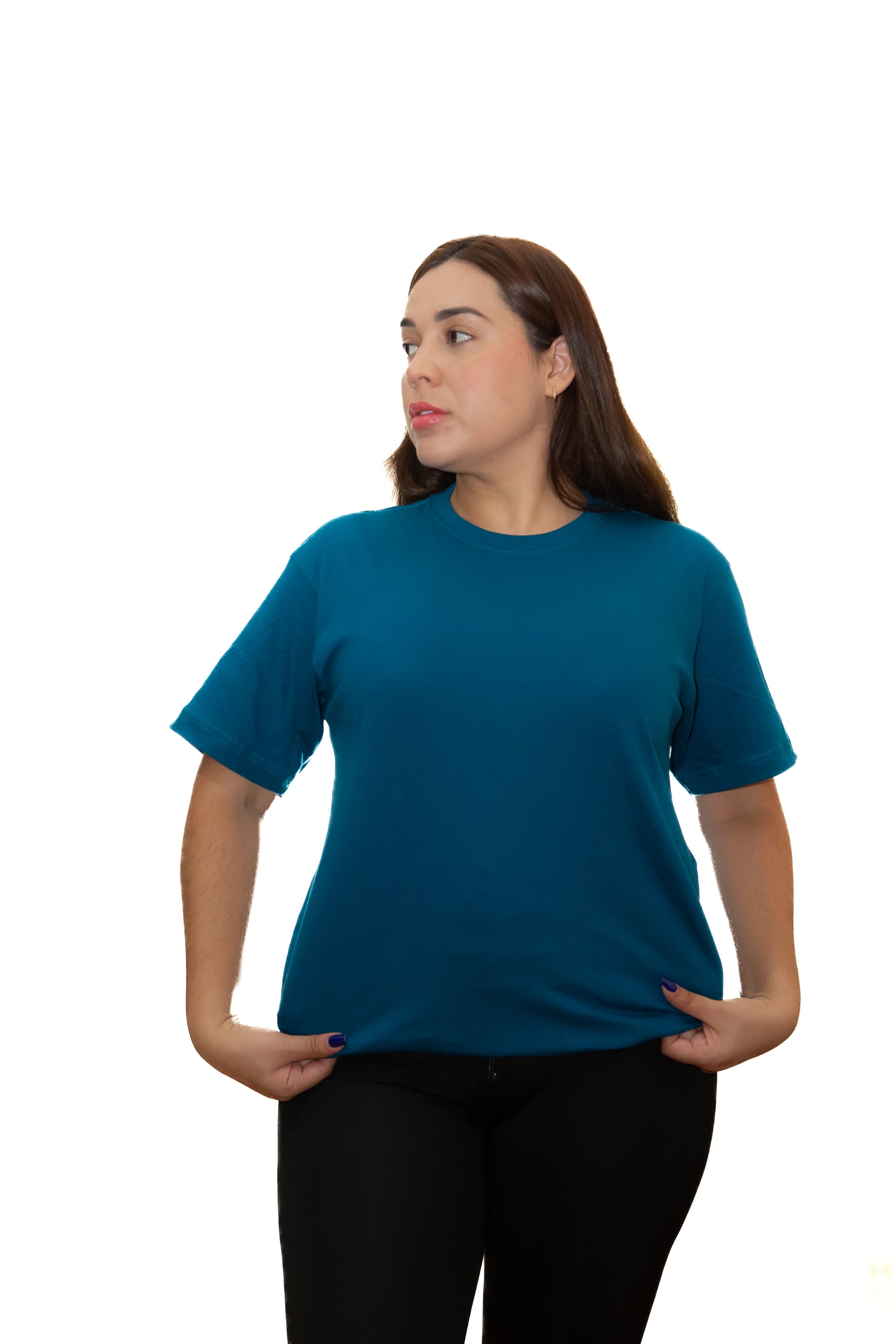 Camiseta Básica Azul Petróleo Sin Estampado
