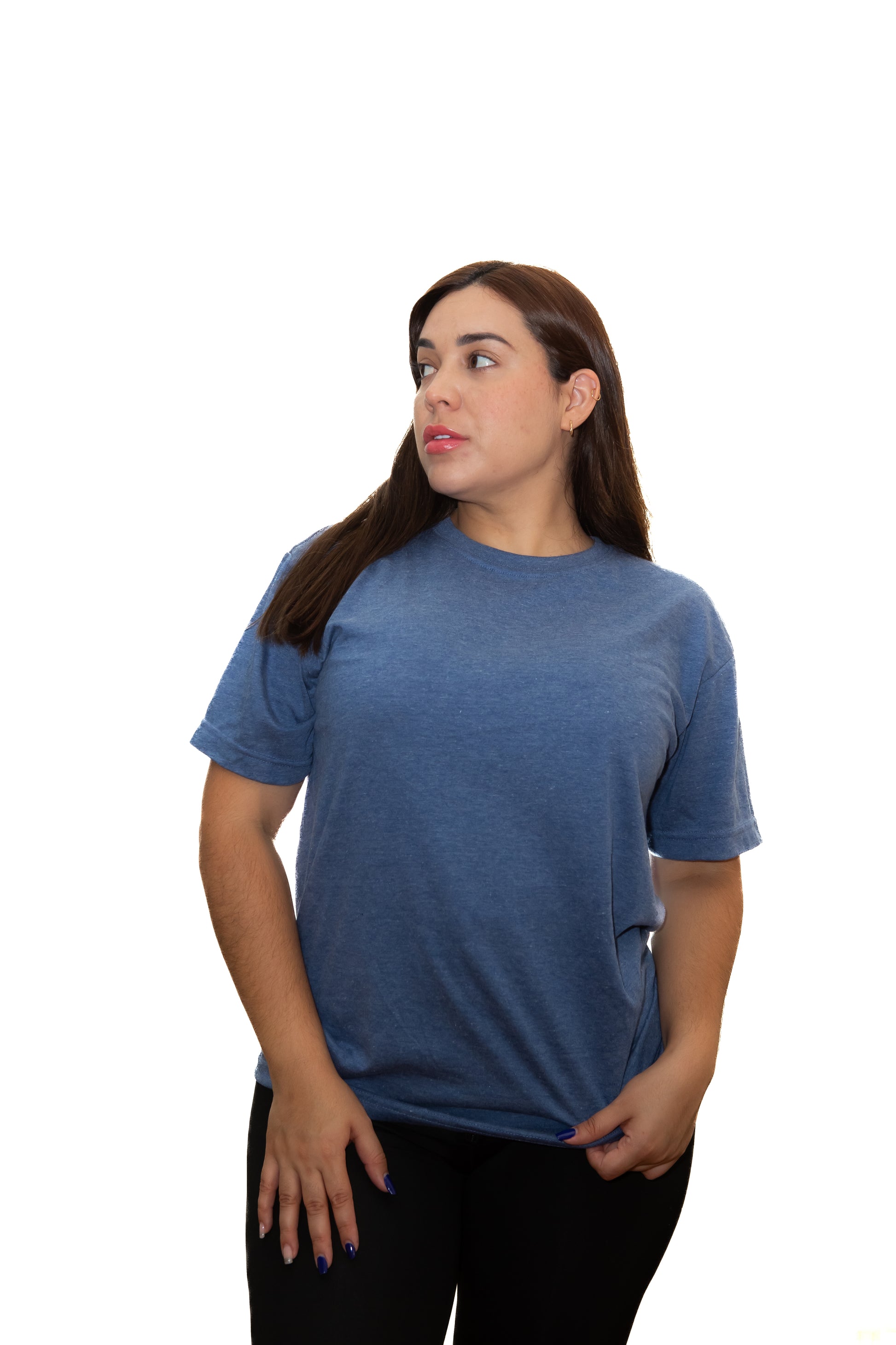 Camiseta Básica Celeste Jaspe Sin Estampado