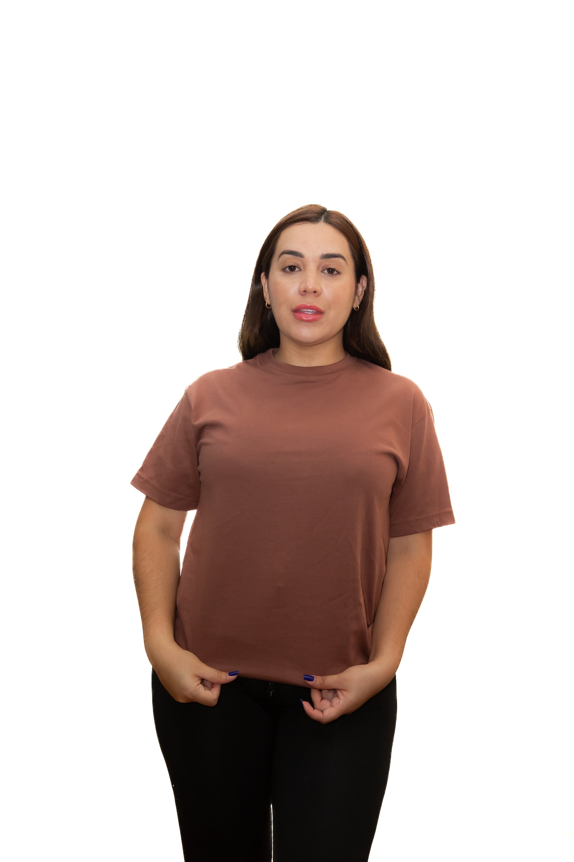 Camiseta Básica Camel Sin Estampado (Café)