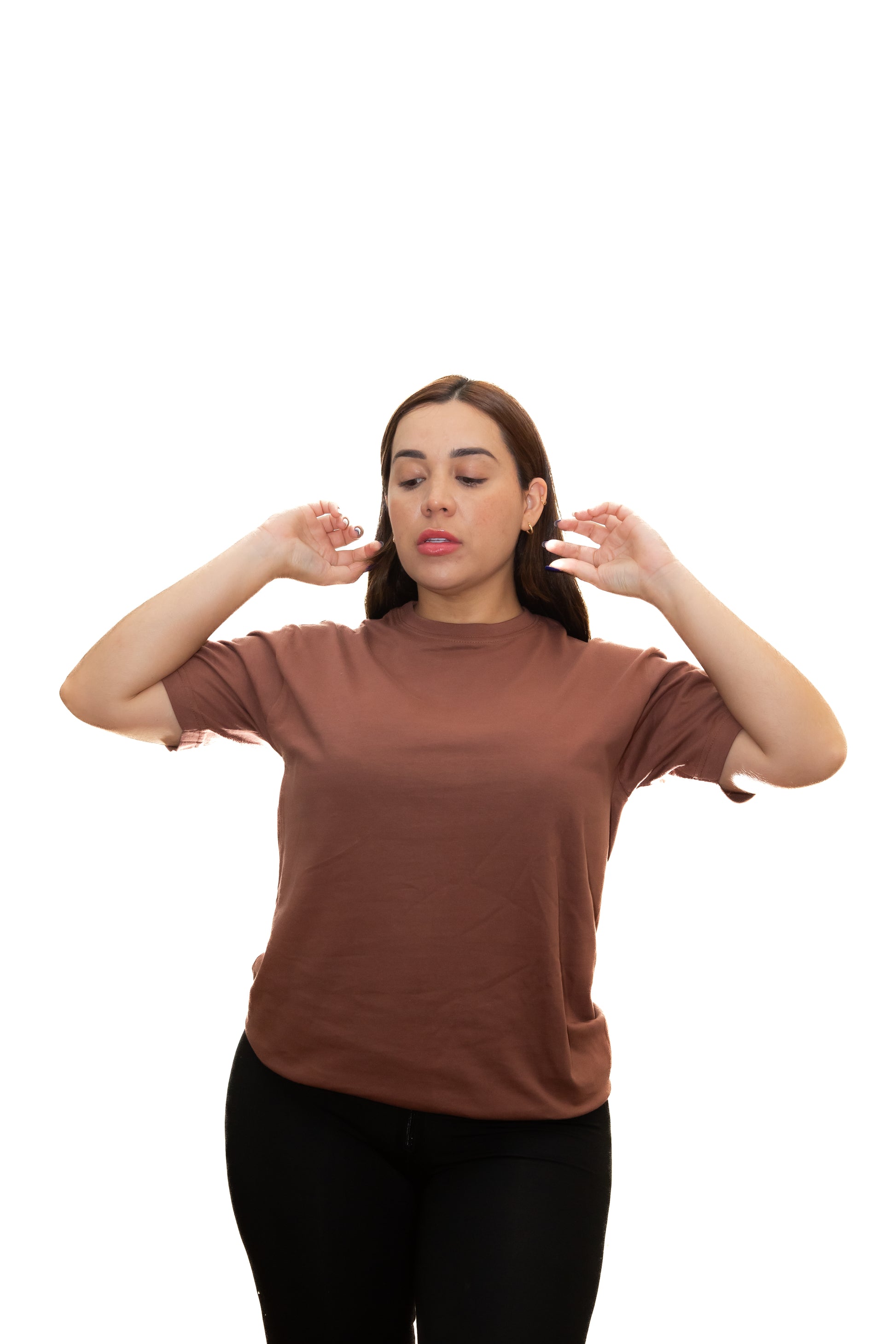 Camiseta Básica Camel Sin Estampado (Café)
