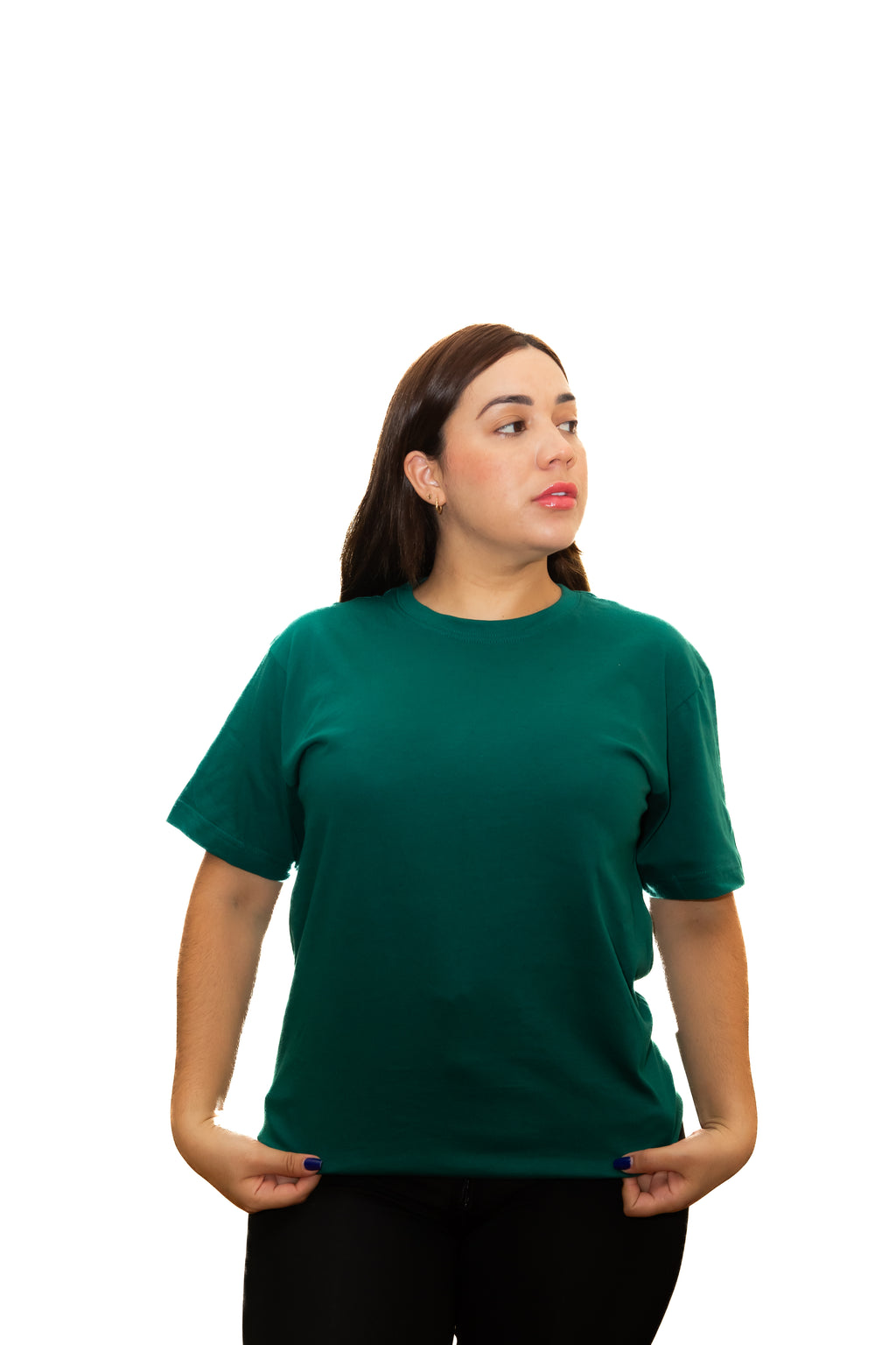 Camiseta Básica Verde Botella y Verde Cali Sin Estampado