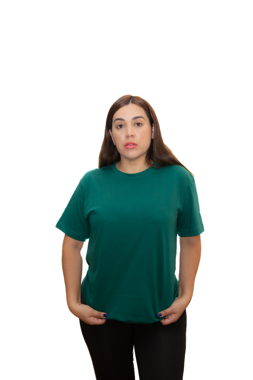 Camiseta Básica Verde Botella y Verde Cali Sin Estampado