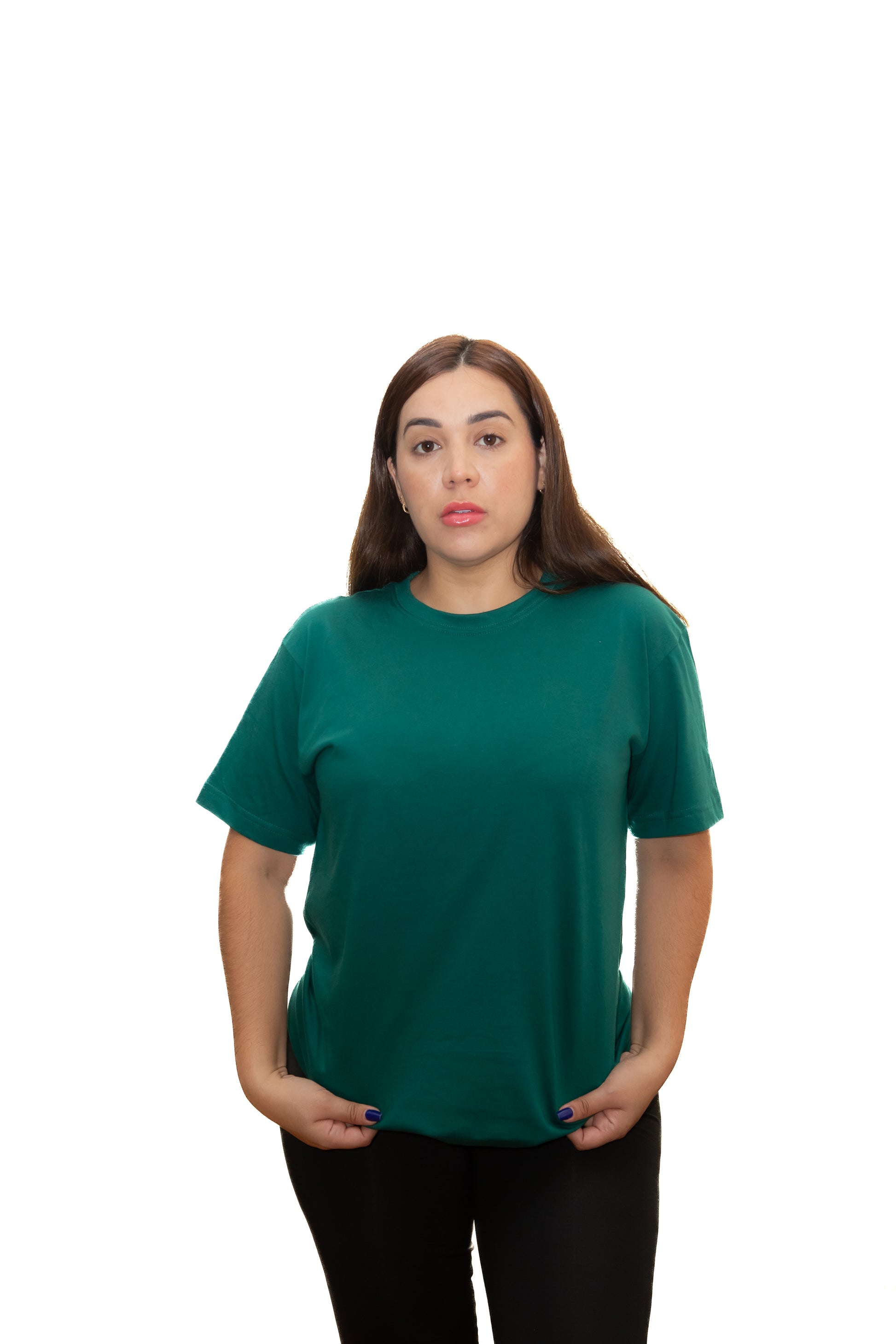 Camiseta Básica Verde Botella y Verde Cali Sin Estampado